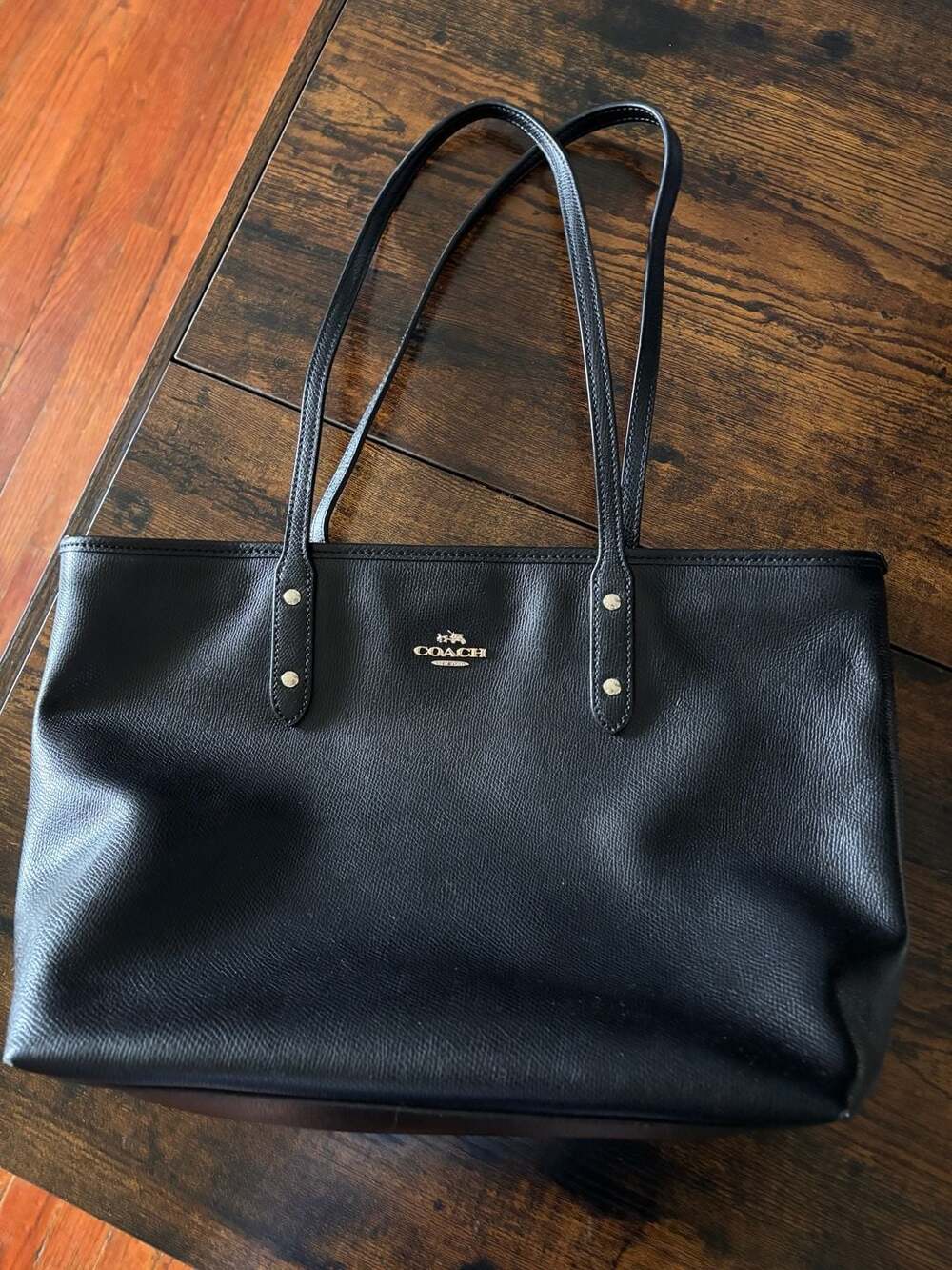 Coach Black Leather Tote Bag
